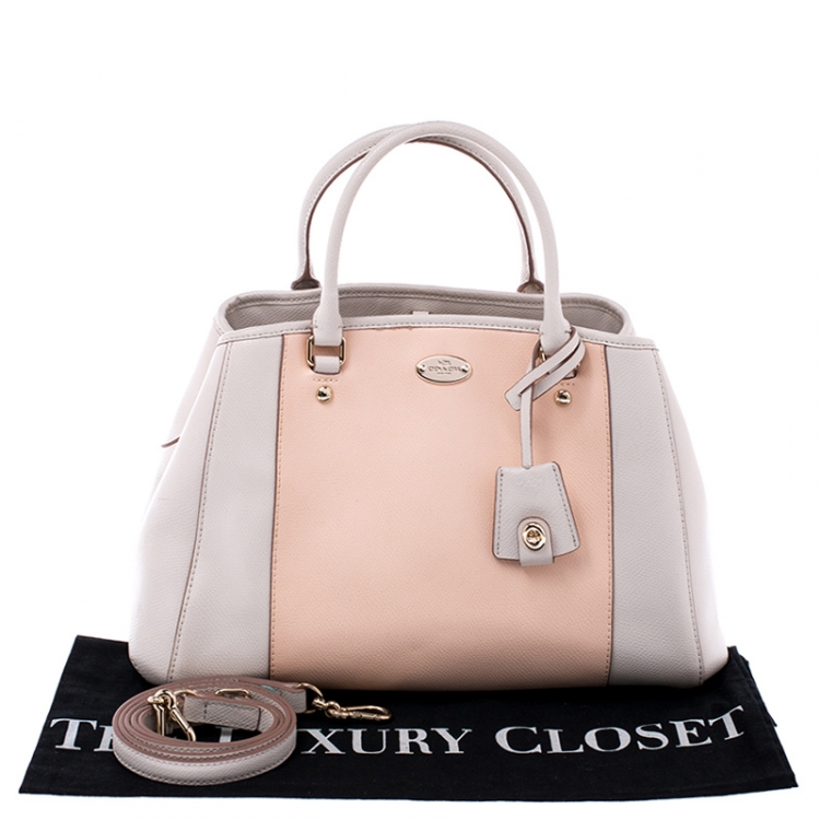 Pre Owned Coach Light Orange/Beige Leather Margot Carryall Satchel