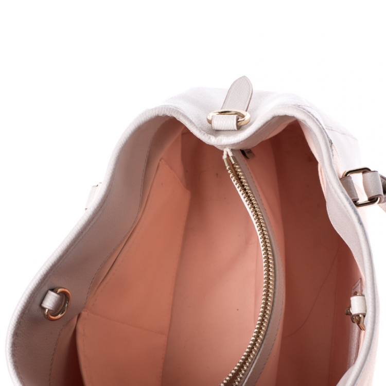 Pre Owned Coach Light Orange/Beige Leather Margot Carryall Satchel