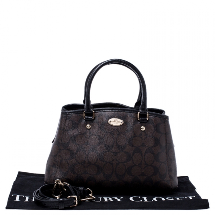 Pre Owned Coach Dark Brown Coated Canvas Mini Christie Carryall Satchel