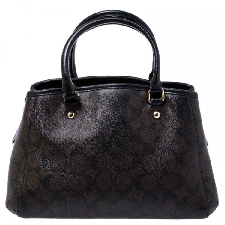 Pre Owned Coach Dark Brown Coated Canvas Mini Christie Carryall Satchel