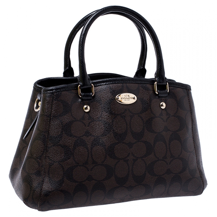Pre Owned Coach Dark Brown Coated Canvas Mini Christie Carryall Satchel