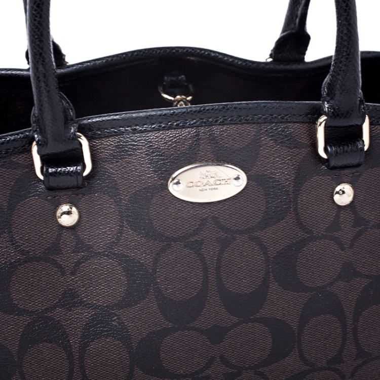 Pre Owned Coach Dark Brown Coated Canvas Mini Christie Carryall Satchel