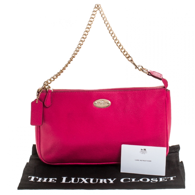 Pre Owned Coach Hot Pink Leather Shoulder Bag
