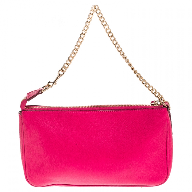 Pre Owned Coach Hot Pink Leather Shoulder Bag