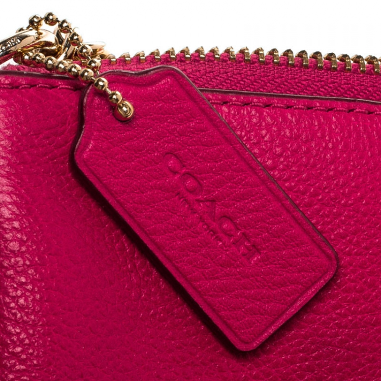 Pre Owned Coach Hot Pink Leather Shoulder Bag