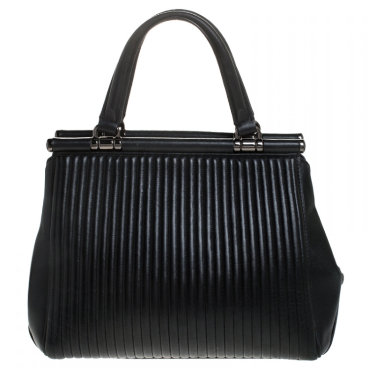 Pre Owned Coach Black Leather Beaded Grace Satchel 
