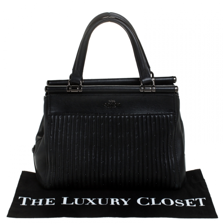 Pre Owned Coach Black Leather Beaded Grace Satchel 