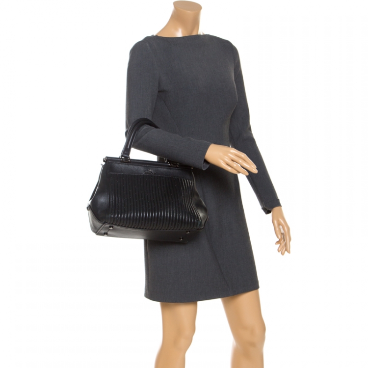 Pre Owned Coach Black Leather Beaded Grace Satchel 