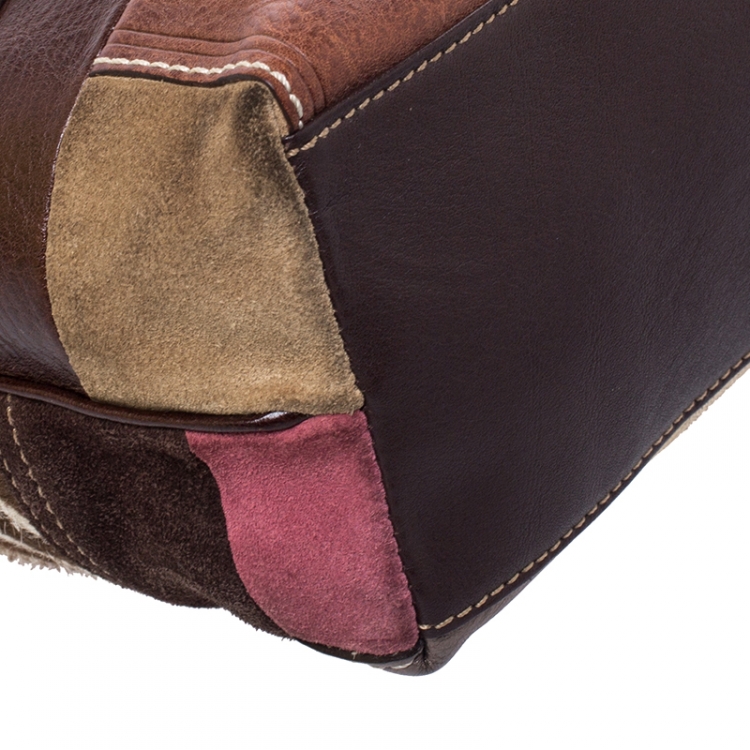 Pre Owned Coach Multicolor Patchwork Canvas/Leather/Suede and Calfhair Pochette
