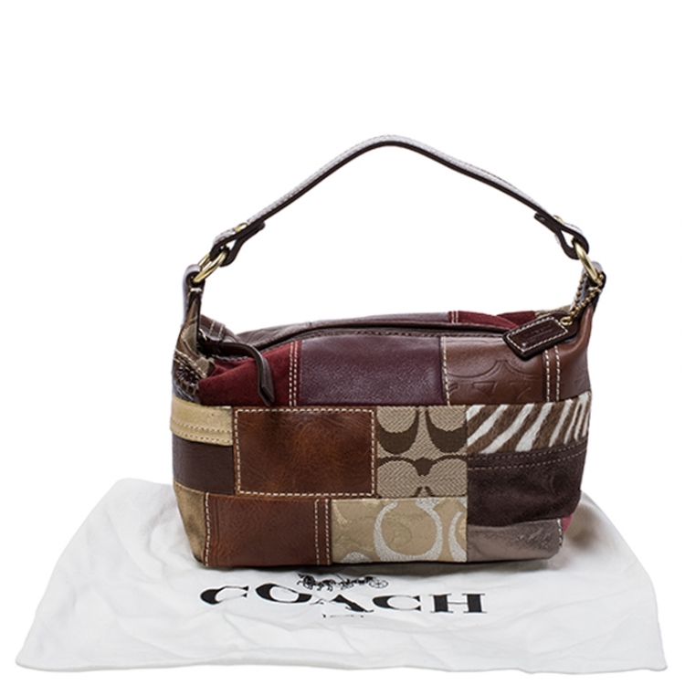 Pre Owned Coach Multicolor Patchwork Canvas/Leather/Suede and Calfhair Pochette