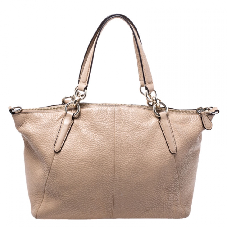 Pre Owned Coach Beige Leather Ava Satchel