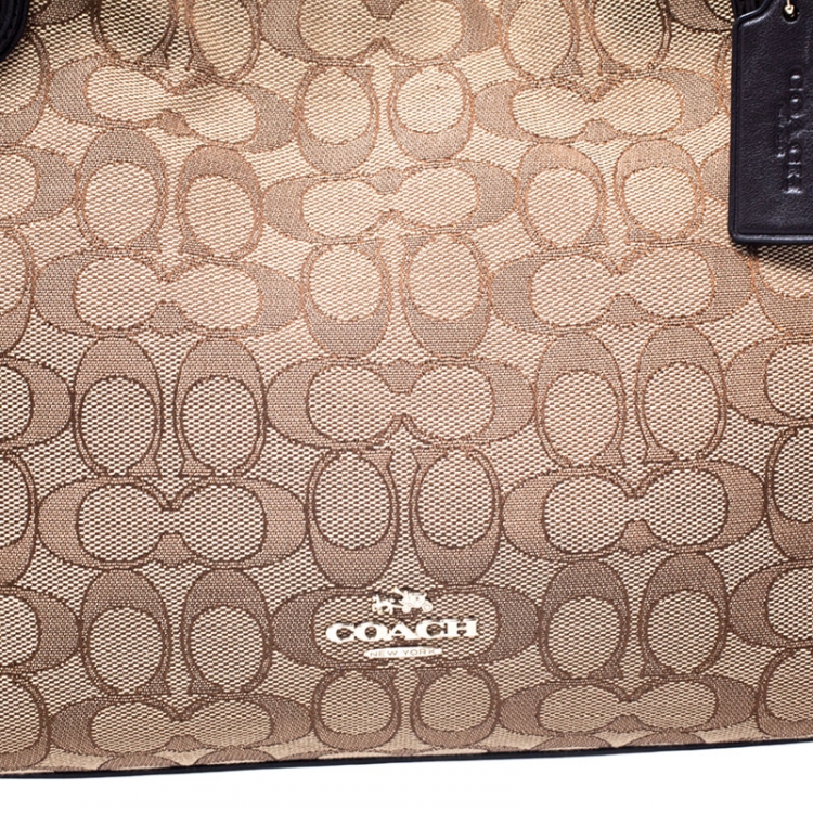 Pre Owned Coach Brown Signature Canvas And Leather Edie Satchel