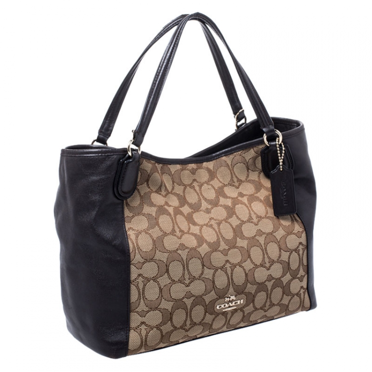Pre Owned Coach Brown Signature Canvas And Leather Edie Satchel