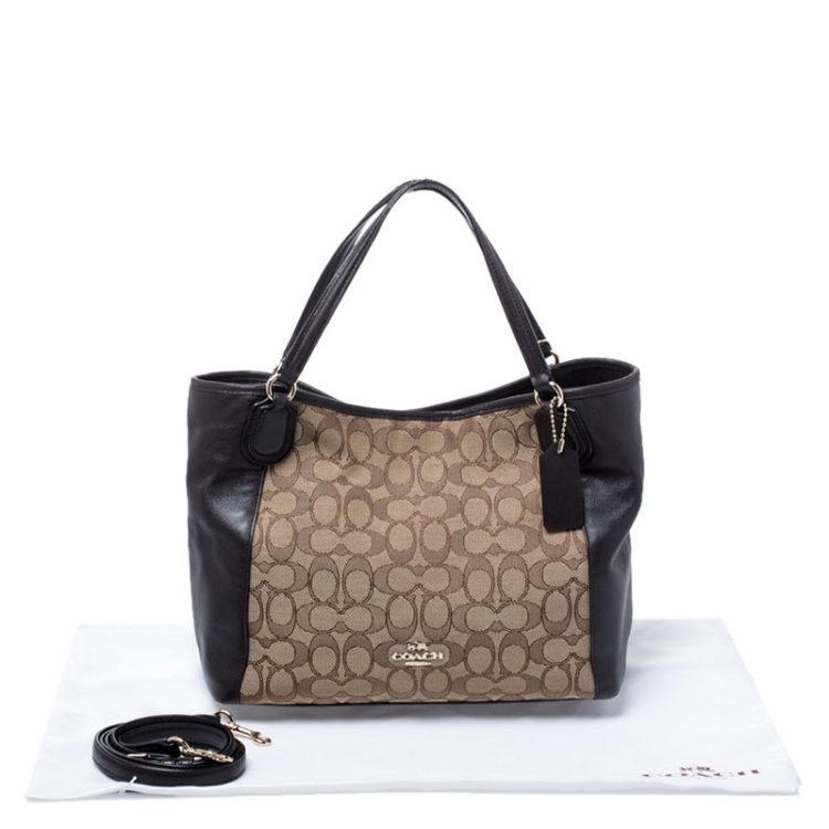 Pre Owned Coach Brown Signature Canvas And Leather Edie Satchel