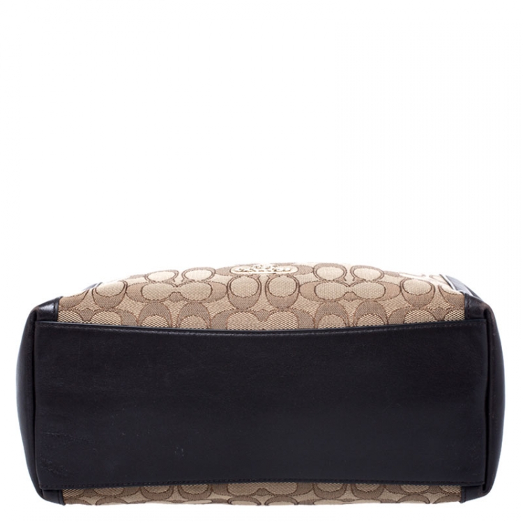 Pre Owned Coach Brown Signature Canvas And Leather Edie Satchel