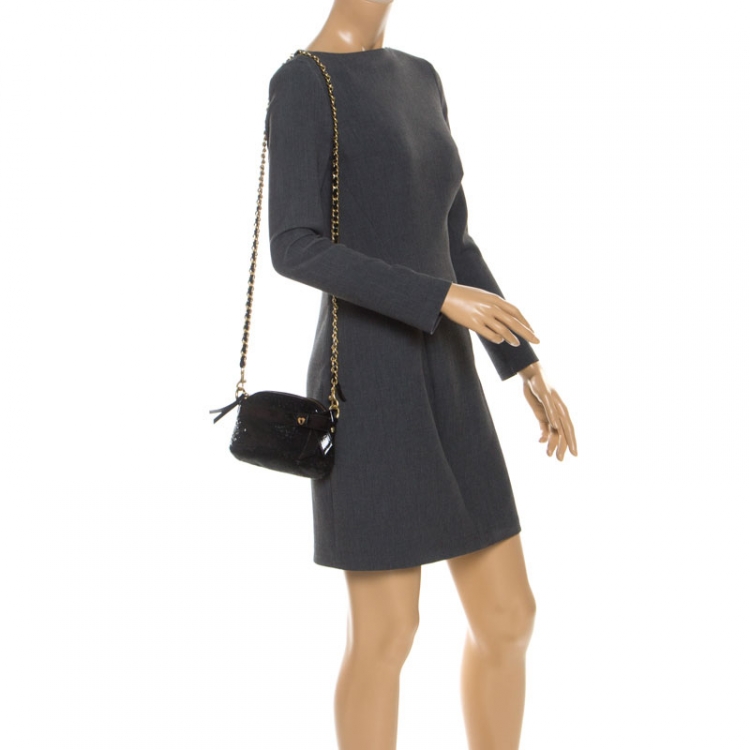 Coach Black Sequins and Patent Leather Mini Poppy Chain Shoulder Bag Coach  | TLC