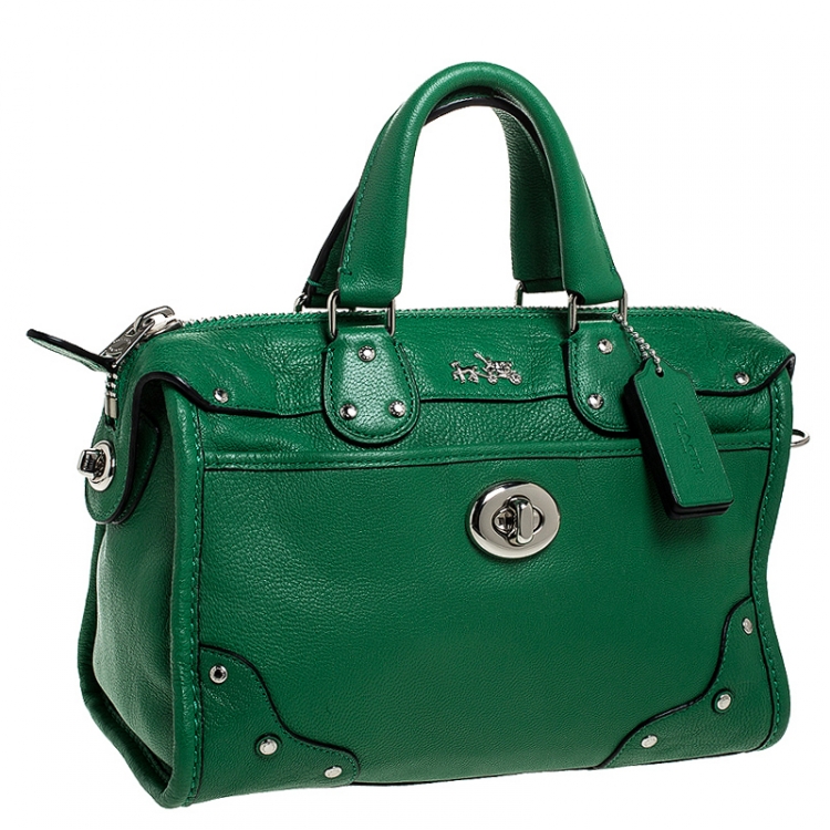 Pre Owned Coach Green Leather Mini Rhyder 33 Satchel