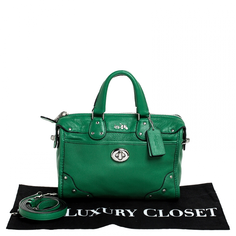 Pre Owned Coach Green Leather Mini Rhyder 33 Satchel