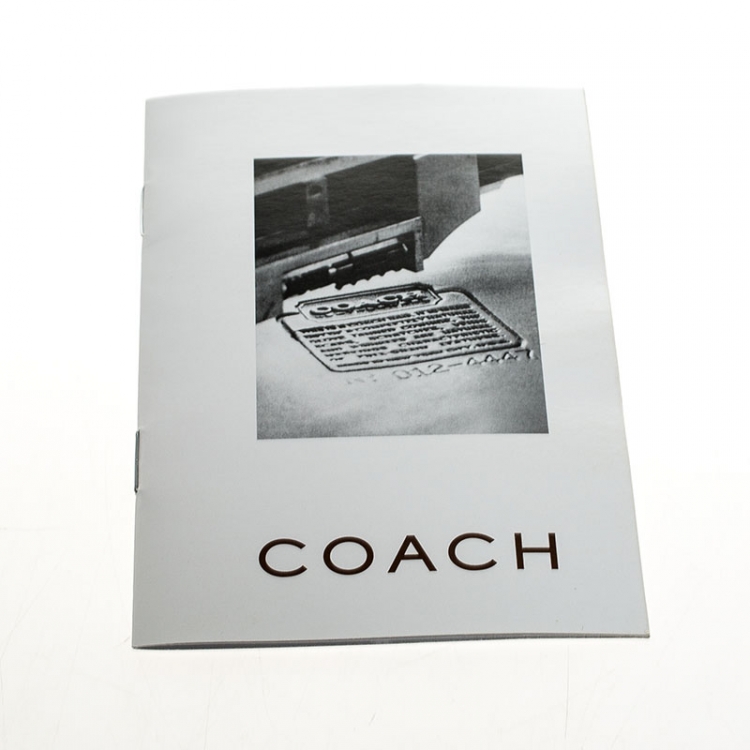 Pre Owned  Coach Brown/White Woven Straw and Leather Satchel 