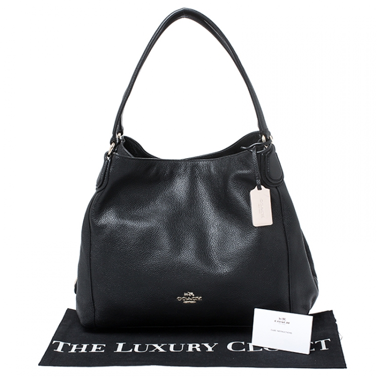 Pre Owned Coach Black Pebbled Leather Edie 31 Shoulder Bag