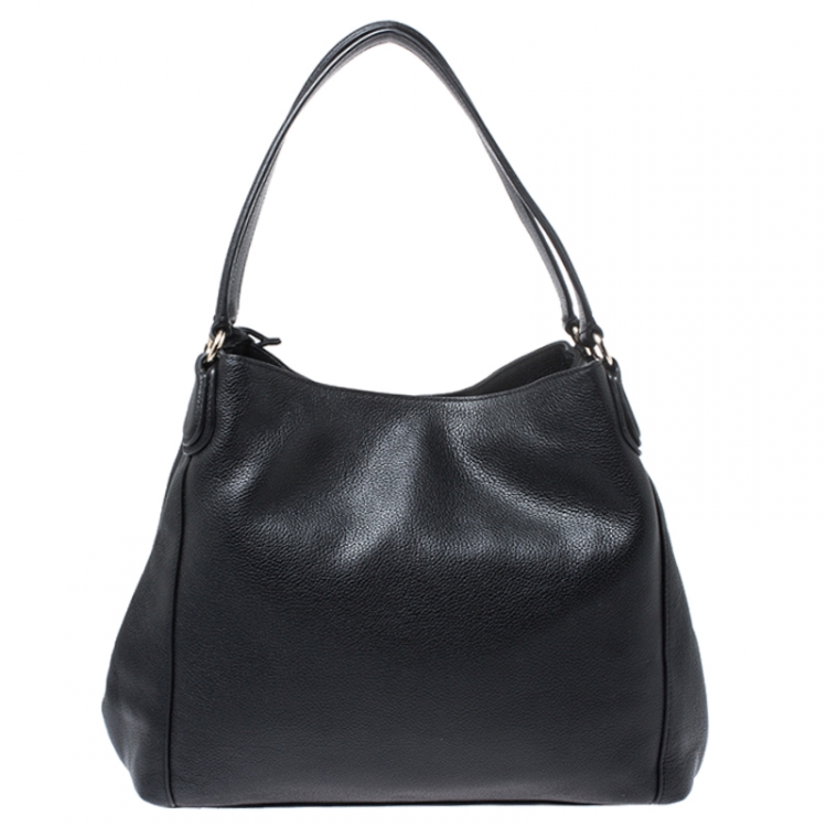 Pre Owned Coach Black Pebbled Leather Edie 31 Shoulder Bag