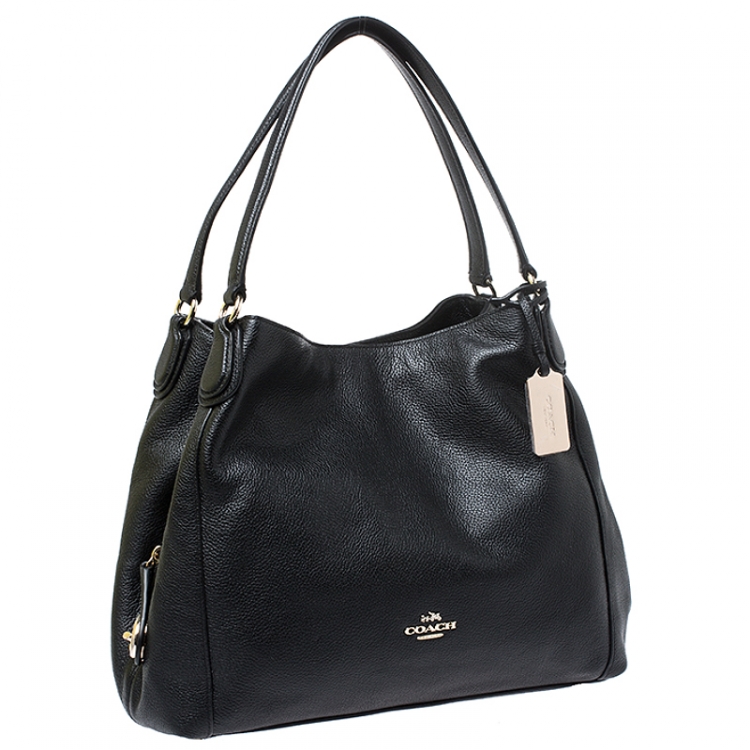 Pre Owned Coach Black Pebbled Leather Edie 31 Shoulder Bag