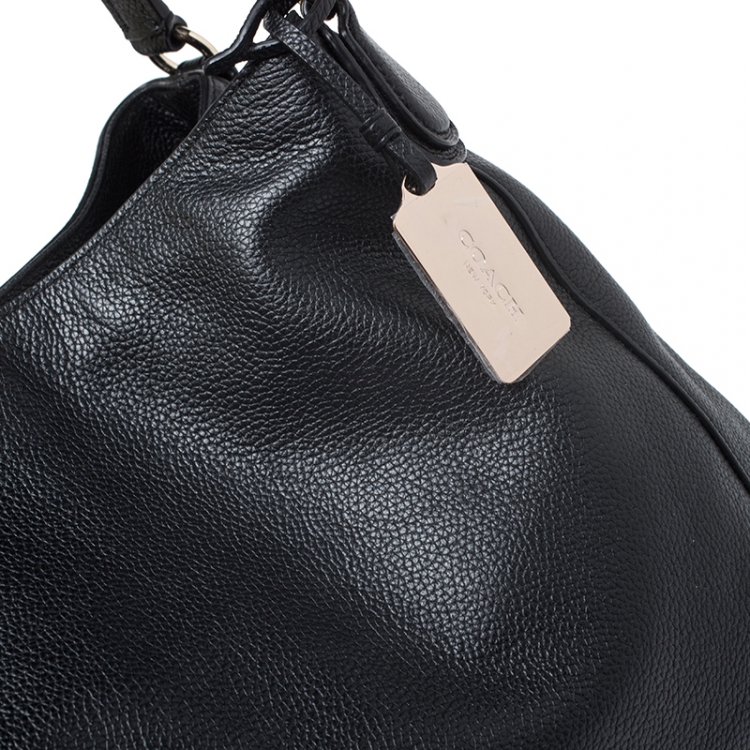 Pre Owned Coach Black Pebbled Leather Edie 31 Shoulder Bag