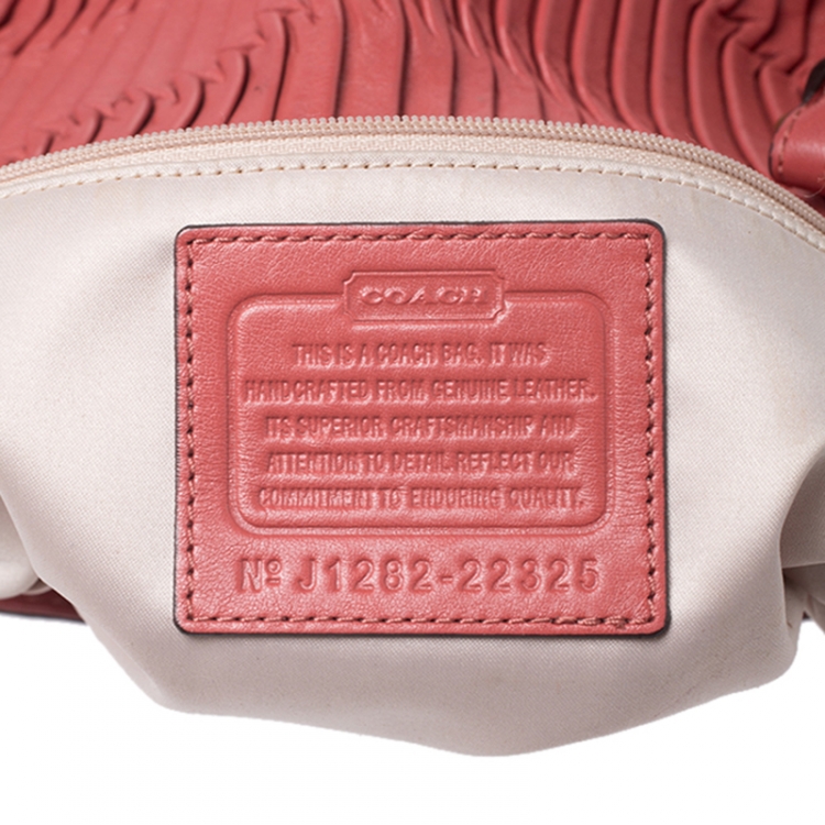 Pre Owned Coach Orange Pleated Leather Sophia Sachel