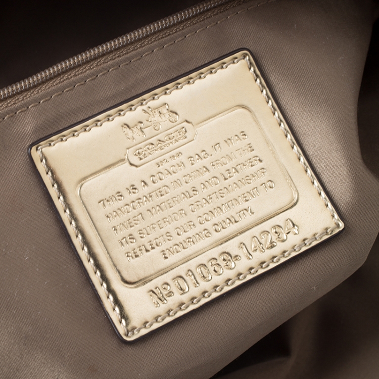 Pre Owned Coach Beige/Brown Canvas and Patent Leather Madison Audrey Satchel