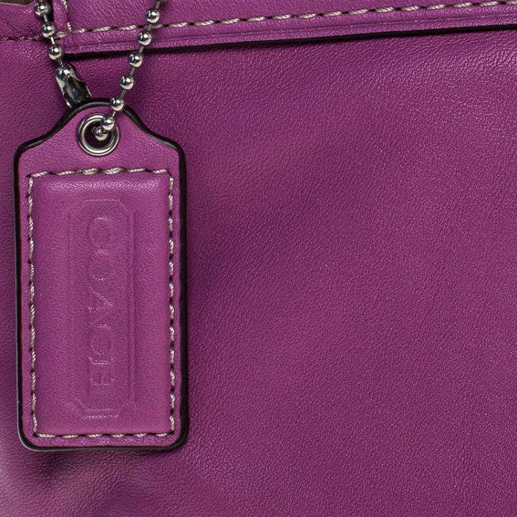 Pre Owned Coach Fuschia Pleated Leather Wristlet 