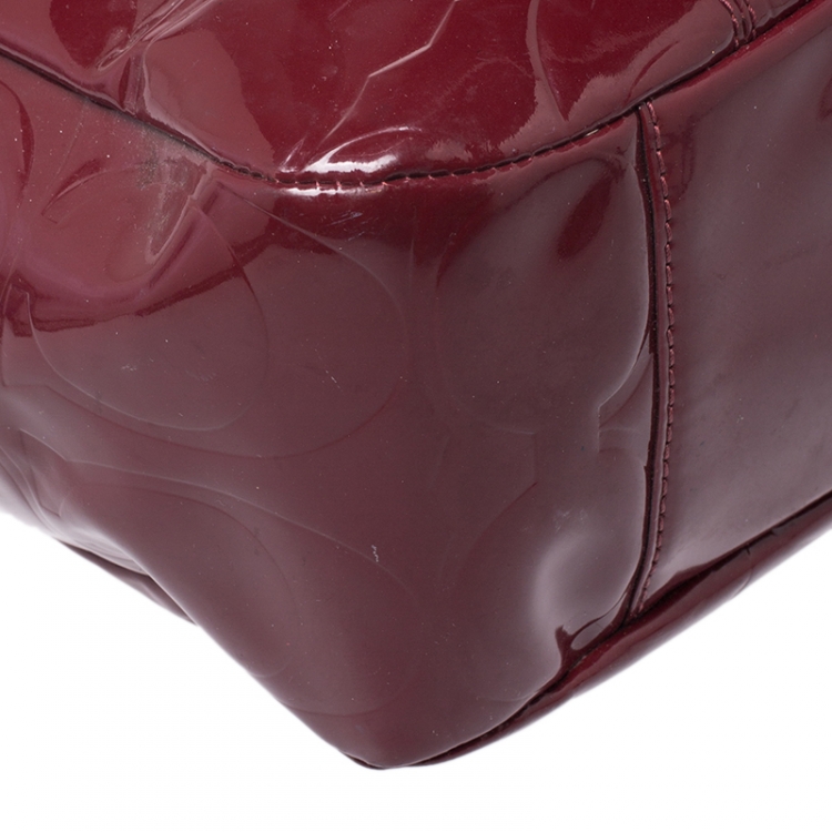 Pre Owned Coach Red Gallery Embossed Patent Leather Tote 