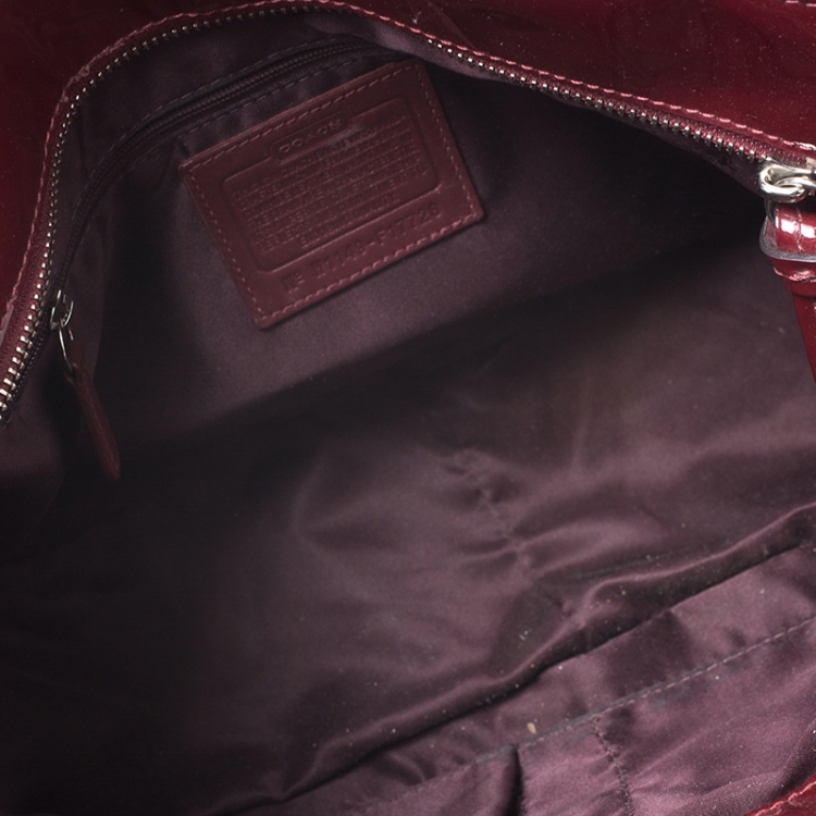 Pre Owned Coach Red Gallery Embossed Patent Leather Tote 
