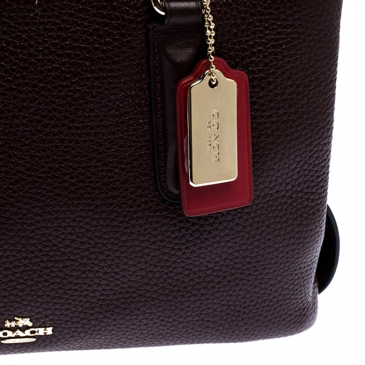 Pre Owned Coach Maroon Leather Brooklyn Carryall Satchel