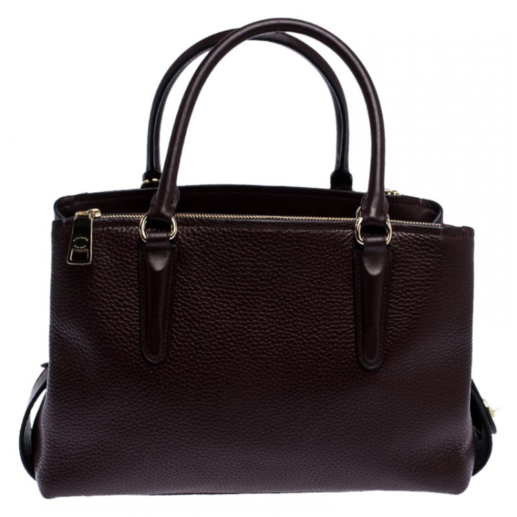 Pre Owned Coach Maroon Leather Brooklyn Carryall Satchel