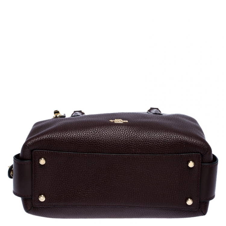Pre Owned Coach Maroon Leather Brooklyn Carryall Satchel