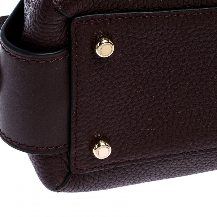Pre Owned Coach Maroon Leather Brooklyn Carryall Satchel