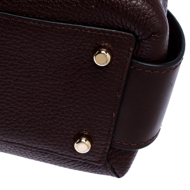 Pre Owned Coach Maroon Leather Brooklyn Carryall Satchel