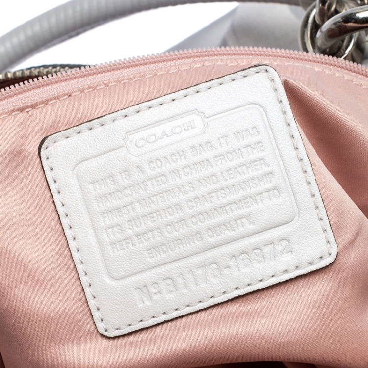 Pre Owned Coach Grey Signature Fabric Kristin Double Zip Satchel
