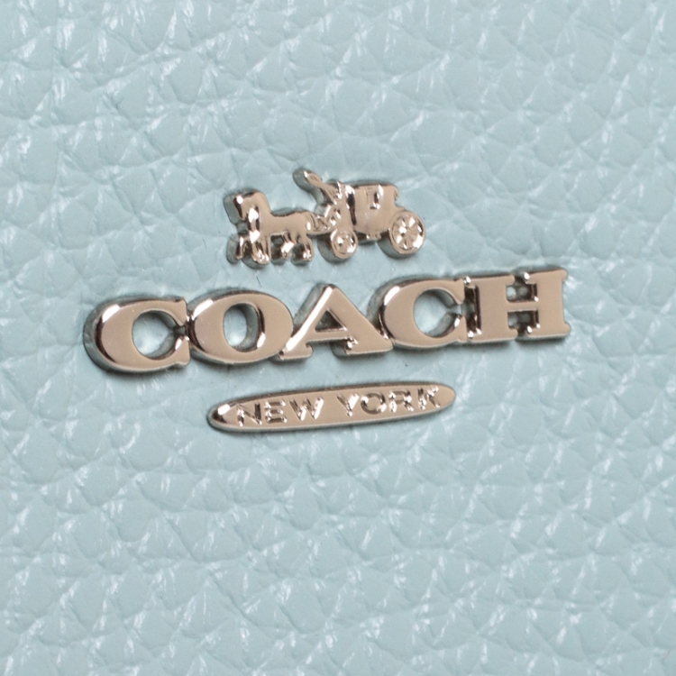 Pre Owned Coach Seafoam Pebbled Leather Double Zip Camera Crossbody Bag