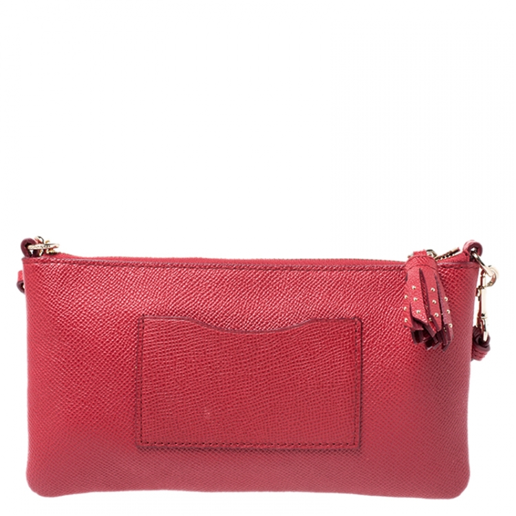Pre Owned Coach Red Leather Herald Stud Crossbody Bag