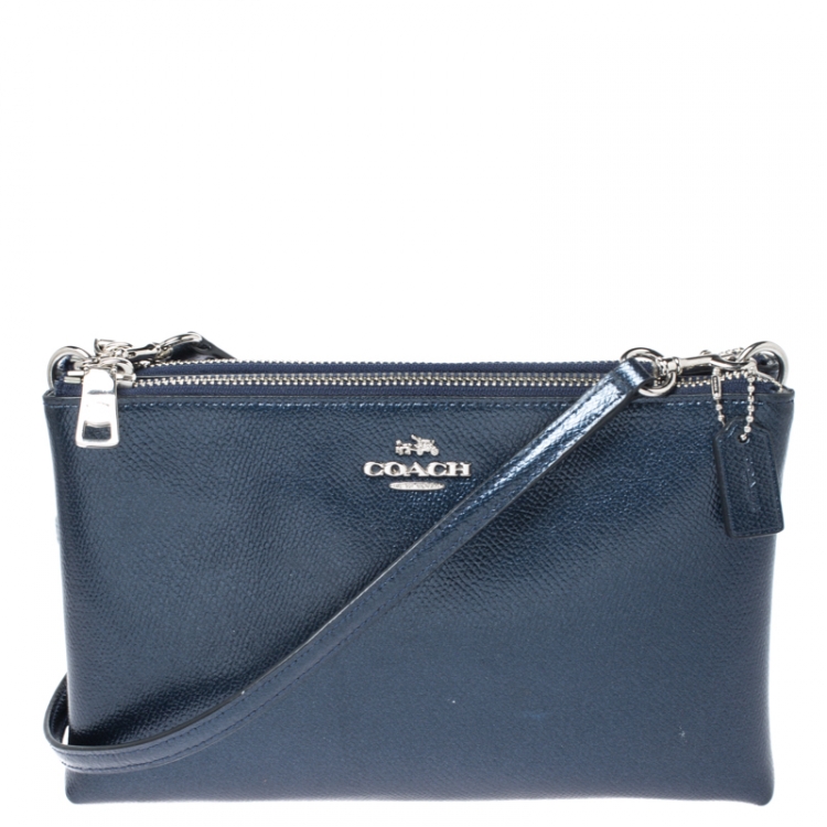 coach metallic blue handbag