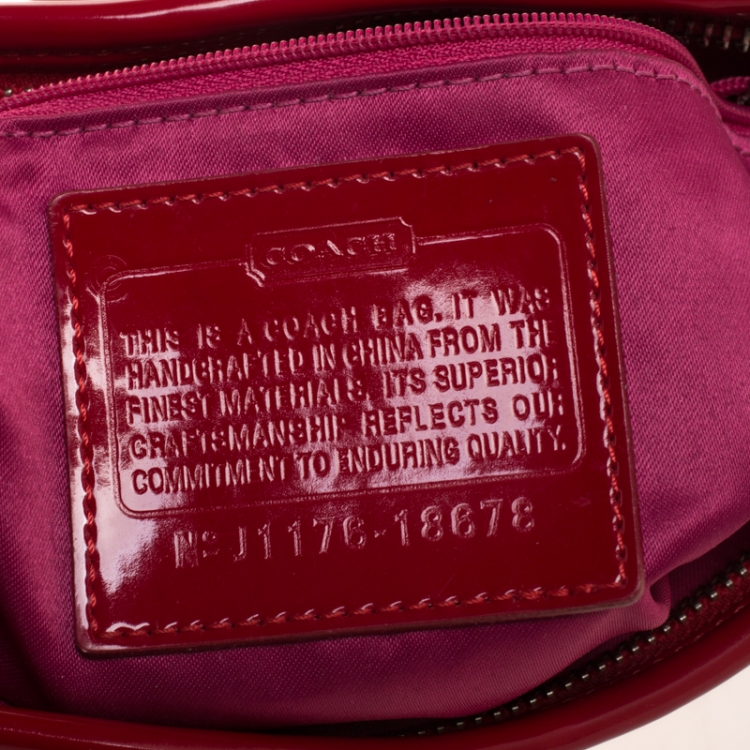 Pre Owned Coach Cherry Red Patent Leather Poppy Shoulder Bag