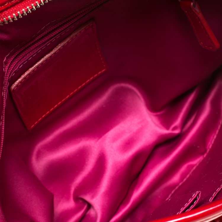 Pre Owned Coach Cherry Red Patent Leather Poppy Shoulder Bag