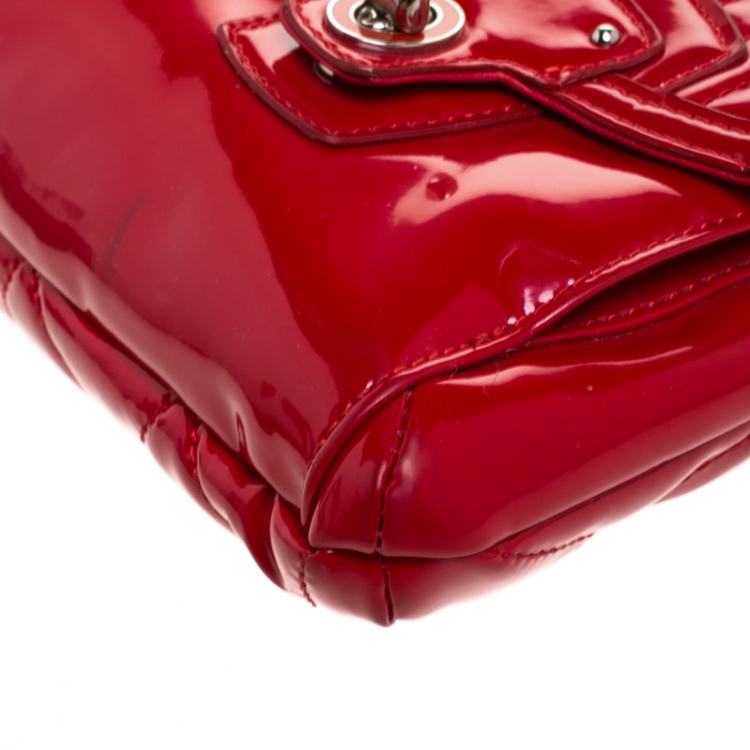 Pre Owned Coach Cherry Red Patent Leather Poppy Shoulder Bag