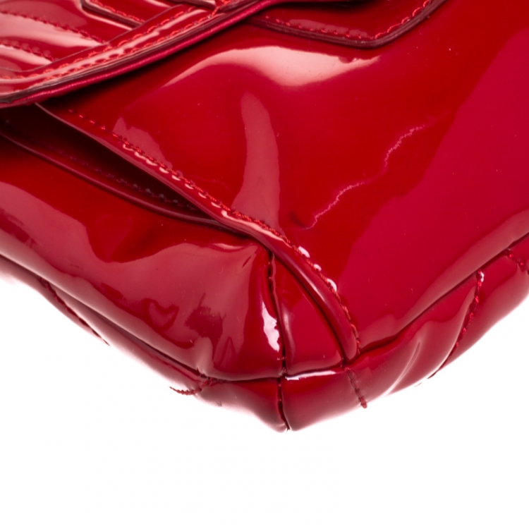 Pre Owned Coach Cherry Red Patent Leather Poppy Shoulder Bag