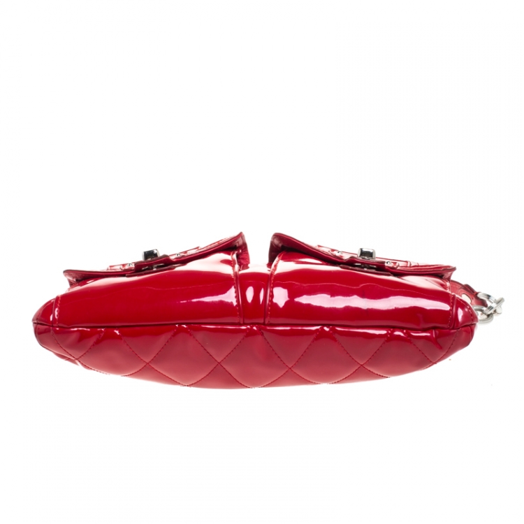Pre Owned Coach Cherry Red Patent Leather Poppy Shoulder Bag