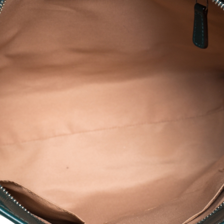 Pre Owned  Coach Green Signature Leather Peyton Zip-Top Tote 