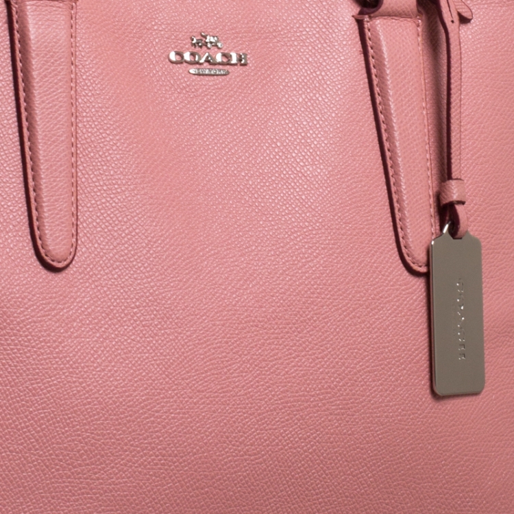 Pre Owned Coach Pink Leather Crosby Carryall Double Zip Tote