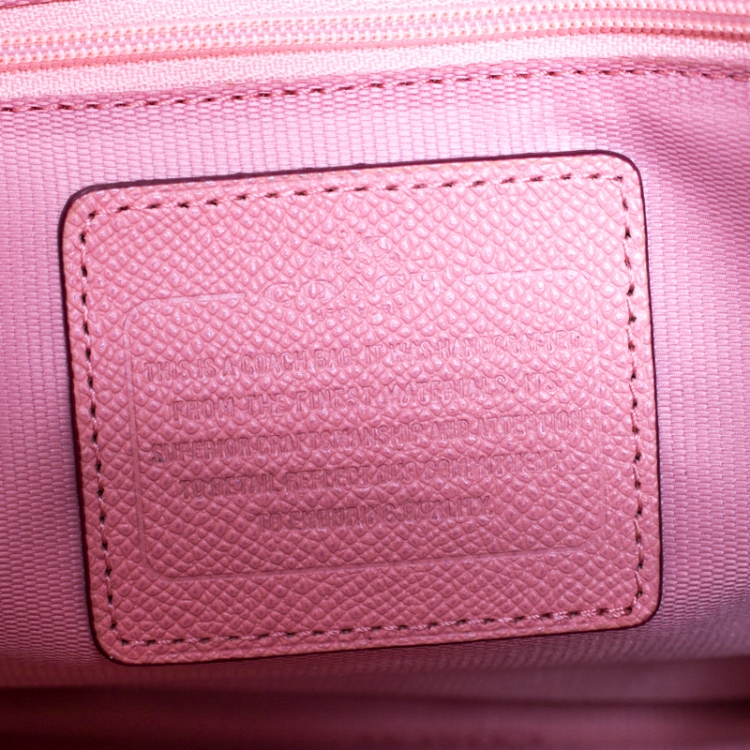 Pre Owned Coach Pink Leather Crosby Carryall Double Zip Tote