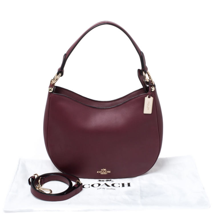 Pre Owned Coach Burgundy Leather Nomad Hobo 